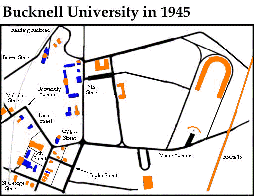 Image Map of Bucknell University in 1945