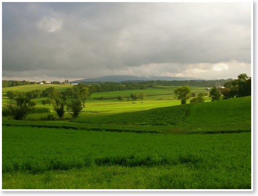 Summer rains over fields, Union County, Pennsylvania