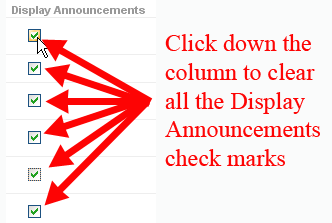 Clear All Display Announcements Check Marks