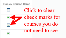 Clear Check Marks for Unwanted Courses