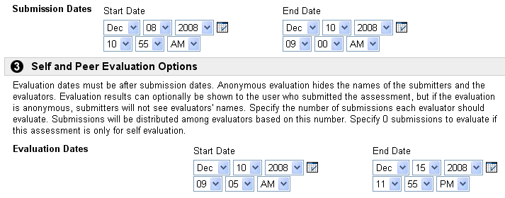 Assessment Submission and Evaluation Dates