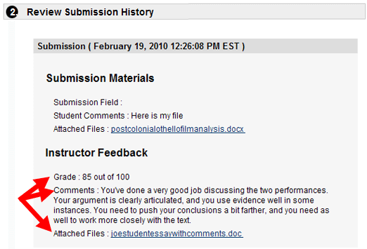 Instructor Grade and Comments