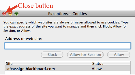 Close Out Exceptions Dialog Box - Mac View