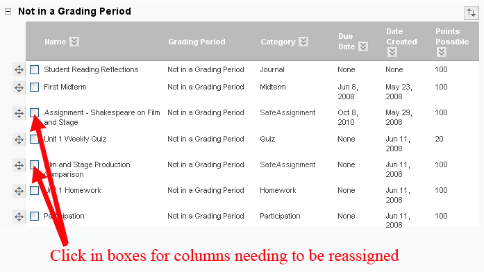 Select Columns to Reassign