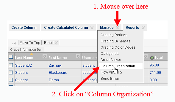 Manage Column Organization