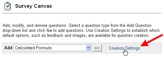 Creation Settings Button