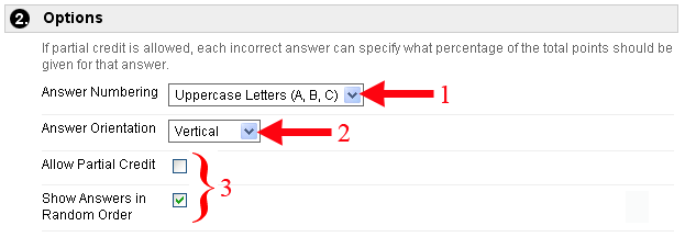 Multiple Choice Display Options