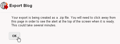 Blog Export Confirmation