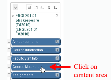 Course Materials Area