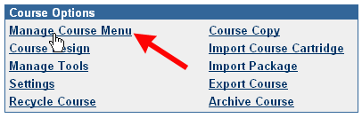 Manage Course Menu Link