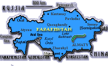 The map of Kazakhstan