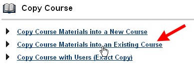 Copy Course Materials into an Existing Course