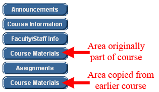 Duplicated Course Areas