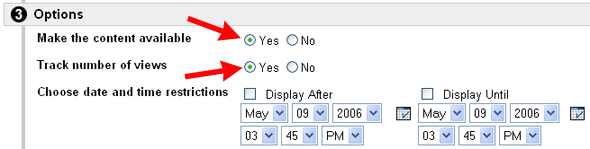 Content Display Options