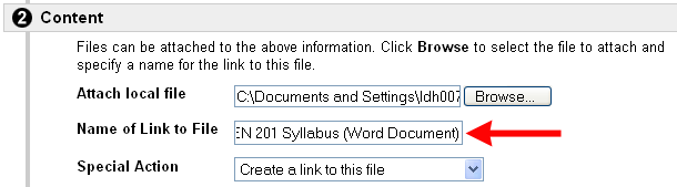 Name of Link to File