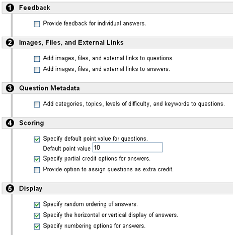 Basic Test Options