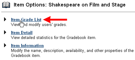 Item Grade List