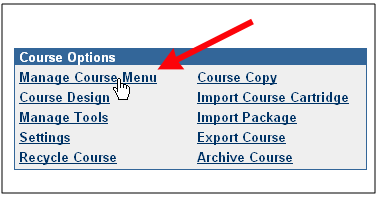 Manage Course Menu Link