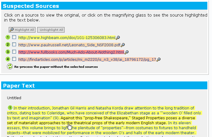 List of Suspected Sources, Highlighted