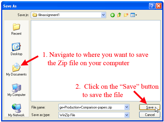 Save Zip File to Hard Drive