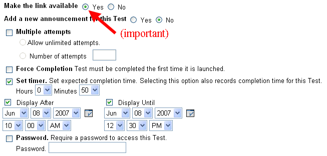 Test Availability Options