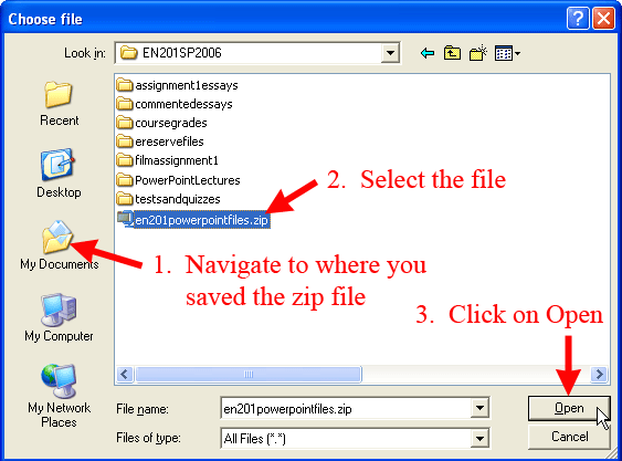 Select the Zip Archive