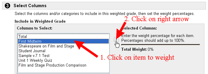 Choose First Item to Weight