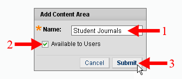 Add Student Journals Area