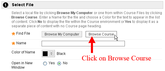 Browse Course Files Area