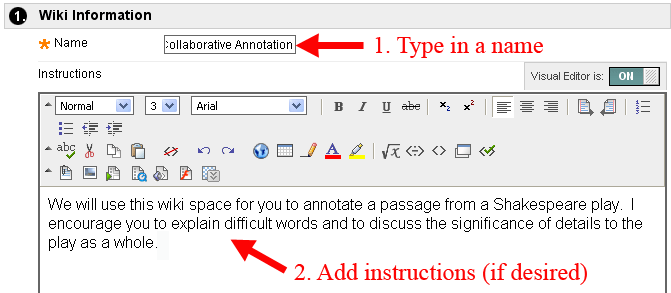 Add Name and Instructions