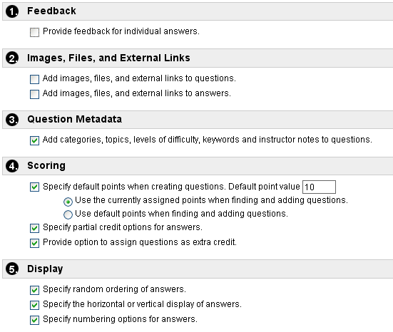 Most Common Question Settings