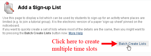 Batch Create Lists Button