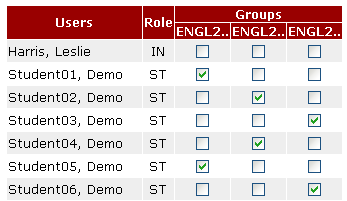 Select Users for Each Section