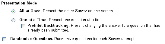 Survey Presentation Options